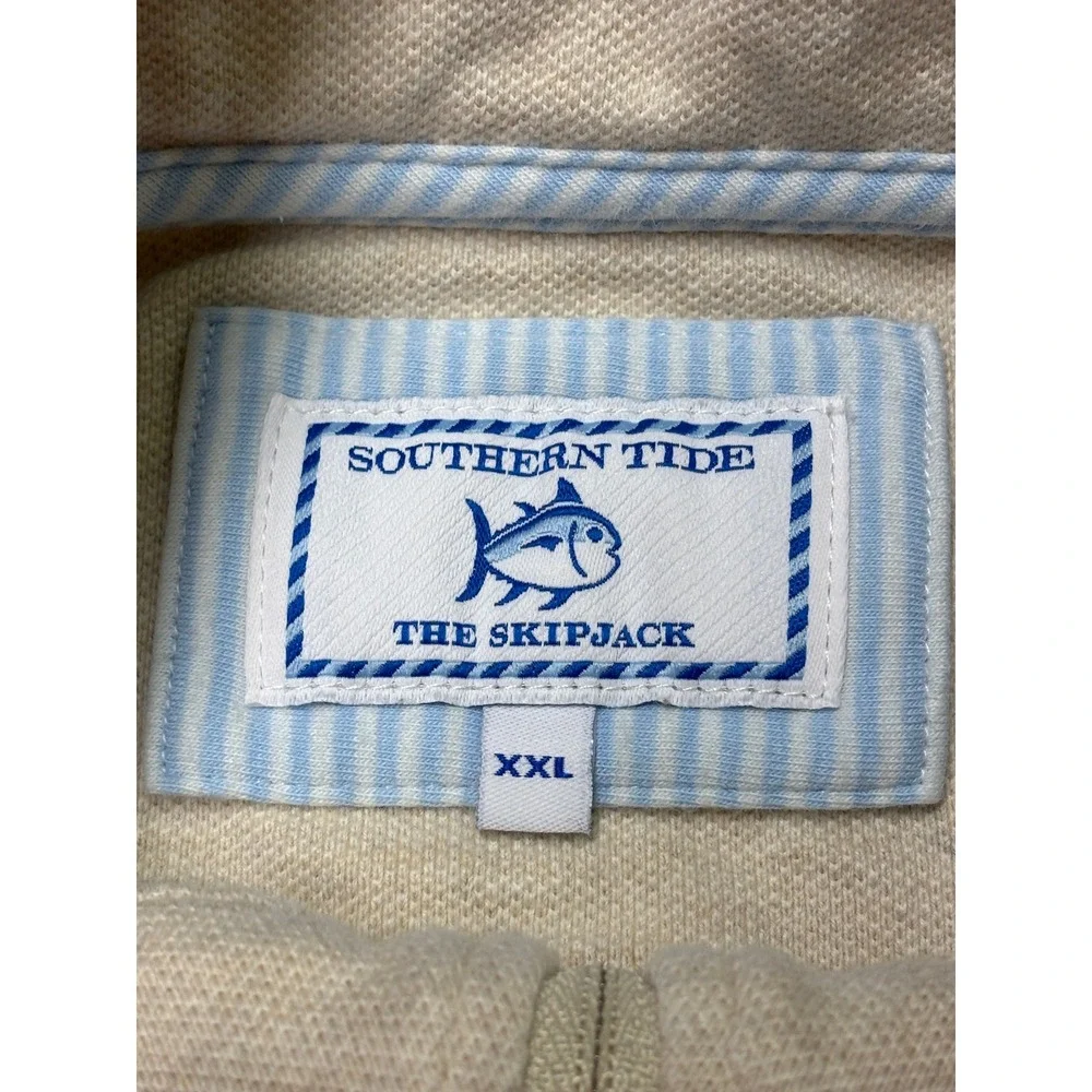 Southern Tide Skipjack Mens‎ XXL Quarter Zip Pullover Oatmeal Heather Cotton